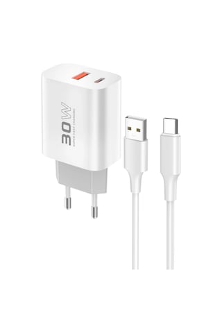 C89q 1 Adet 30w Type-c Ve 1 Adet 22.5w Usb Çıkışlı Ekstra Dl49 1m Usb To Type-c Kablolu Pd Şarj Ciha