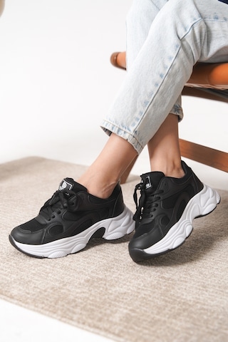 Garantili D0164 Günlük Ortopedik Kadın Sneaker Spor Ayakkabı Siyah-beyaz