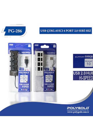 Poly Gold Pg 286 Usb Hub Çoklayıcı 4 Port 2.0 Seri Hız Açma Kapam