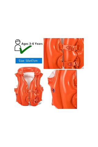 Şişme Can Yeleği Yüzme Can Yeleği Deniz Yeleği Şişme Cankurtaran Yelek Life Vest Emniyet 50x47 Cm. Kırmızı