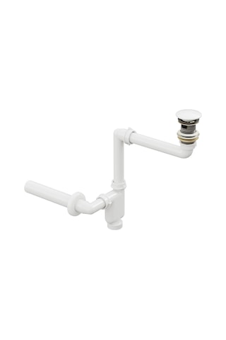 Aqua Bagno Comfort Yer Kazandıran Lavabo Sifonu + Pop-up Sifon, Beyaz Seramik Başlıklı ,taşma Delikli, 1 -1/4 Beyaz