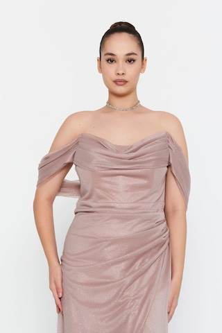 Doridorca Kadın Büyük Beden Düşük Kollu Uzun Abiye Elbise 6149 Y.vizon Y.vizon