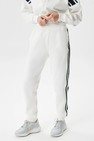 Lacoste Women's Joggers Slim Fit Renk Bloklu Organik Pamuk Kadın Eşofman Altı Beyaz
