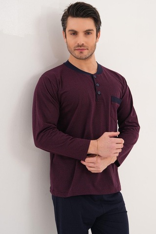 Markalinda 3130 Bordo Büyük Beden Erkek Pijama Takımı Bordo