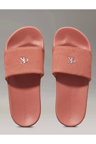 Calvin Klein Kadın Turuncu Slide Monogram Terlik Çok Renkli