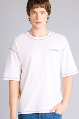 Defacto %100 Pamuk Boxy Fit Baskılı Tişört G8246ax26smwt34 Beyaz-wt34