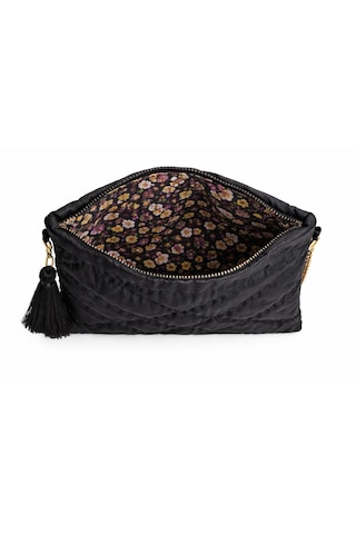 Ky Atelier Siyah Saten Askılı Kapitone Portföy Çanta- El Yapımı Clutch- Abiye & Günlük Kullanım- Şık Kadın Çanta Koyu Gri - Siyah