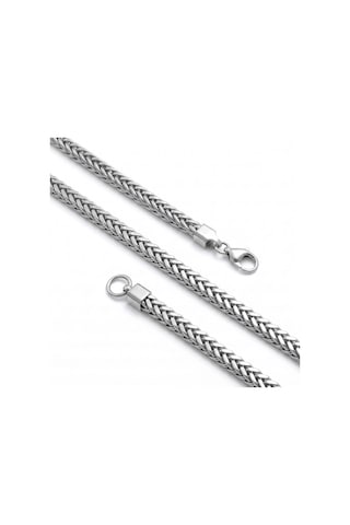 Beycen Aksesuar Köşeli Hasır Örgü Erkek Çelik Kolye - 4x4mm 55cm Gümüş 3902eck021 Çok Renkli