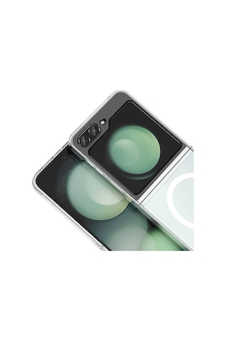 Samsung Uyumlu Galaxy Z Flip 5 Kamera Korumalı M-safe Şarj Özellikli Şeffaf Zore London Sert Pc Kapak - Şeffaf Şeffaf