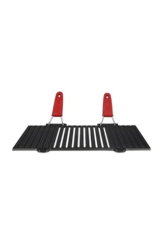 Döküm Mangal Izgarası, Çift Silikon Kulplu, 40 X 25 Cm 001 Siyah