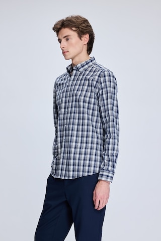 Hatemoğlu Lacivert Slim Fit Kareli Düğmeli Yaka Uzun Kollu Pamuklu Gömlek 19151010014a 410 1964073 Lacivert