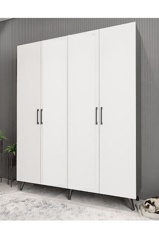 Duke 4 Kapaklı Ayakkabılık Füme Beyaz 180 Cm M2