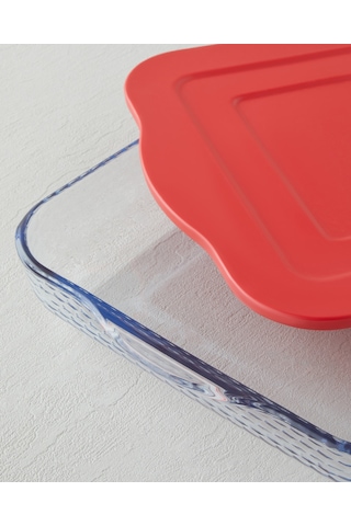 English Home Bake&serve Cam Kapaklı Kare Fırın Kabı 27 Cm Kırmızı Kırmızı