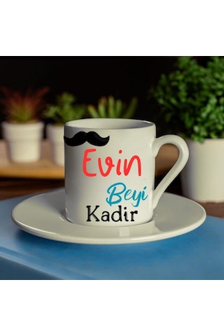 Evin Beyi Tasarımlı İsme Özel Kahve Fincanı Beyaz