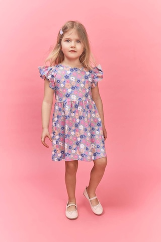 Defacto Desenli Askılı Elbise Kız Bebek H2176a526smbe554 Mavi-be554
