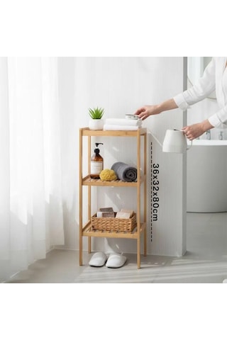 İbico İ21-148 Çok Amaçlı Raf Ve Organizer 36x32x80cm 3 Katlı Ahşap Bambu Diğer