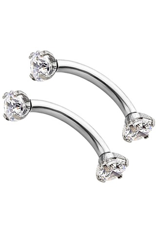 Homyl Paslanmaz Çelik Zirkon Kavisli Kaş Piercing Beyaz