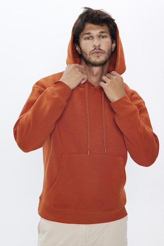 Tudors Unisex Oversize Geniş Kesim Pamuklu Yumuşak Dokulu İçi Polarlı Basic Kiremit Renk Kapüşonlu Sweatshirt-31463-kiremit Kiremit