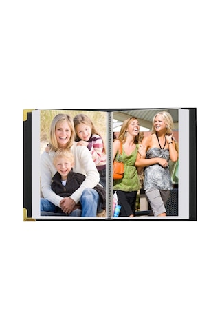 Ayrex Foto Albüm 100-pocket Siyah Dikişli Suni Deri Cover Pirinç Köşe Akzente Fotoğraf Albümü, 4/6