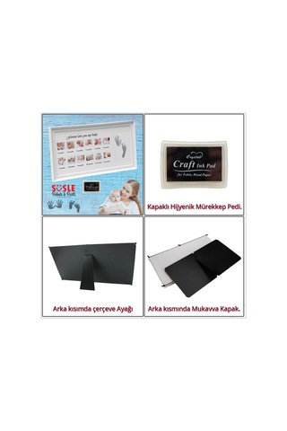 Bebek El Ve Ayak İzli Resim Çerçevesi, 39cm X 21cm - 12 Ay