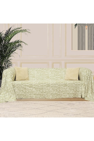 Softmicro İskandinav Desenli Boho 180x220 Cm Koltuk Örtüsü Şalı, Kanepe Örtüsü, Tv Battaniyesi Yeşil 001