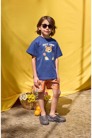 Luess Erkek Çocuk Ayıcık Baskılı Tişört 2-3 Yaş 8-9 Yaş -lacivert Lacivert