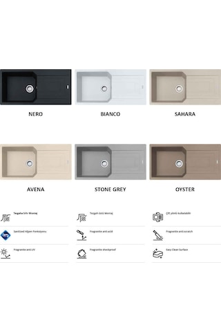 Franke Urban Ubg 611-100 Granit Eviye. Nero Siyah . 100 x 50CM