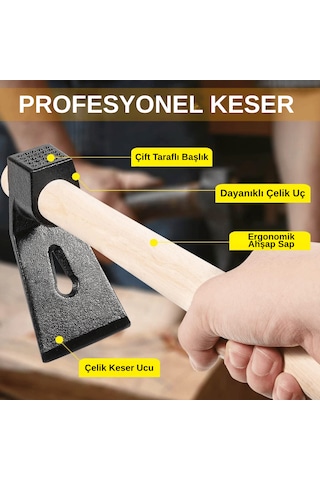 500 Gr Çelik Keser Dayanıklı Çift Yönlü Ahşap Saplı Ergonomik