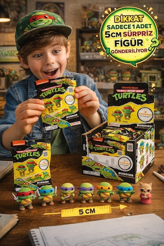 Ninja Kaplumbağalar Buddies 3d Sürpriz Figür 5 Cm Yumuşak Dokulu Koleksiyon Oyuncağı - 1 Adet
