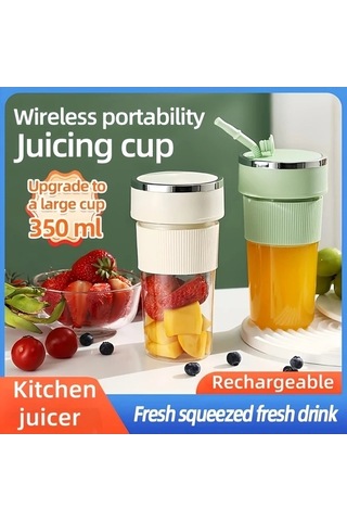 Fastbuy Sinuoshop Usb Şarjlı 350 Ml Beyaz Kablosuz Manuel Portatif Meyve Sıkacı Bpa Free Beyaz Beyaz