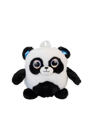Glanart Çocuklar İçin Sevimli Peluş Sırt Çantası Panda25 Cm 3-6 Yaş Siyah