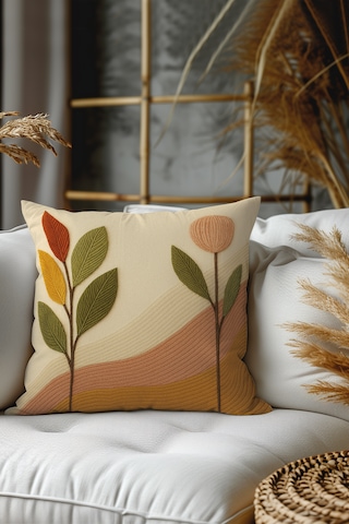 2 Li Nakış Desenli, Çift Taraflı Baskı, Kırlent Kılıfı Seti 01