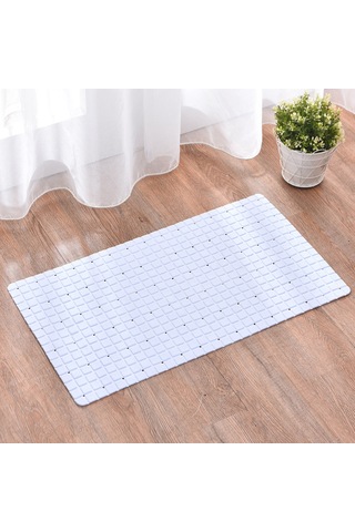 Neevoyu Banyo Rehberi: Dürtme Önleyici, Masajlı, Kaymazsız, 40x70cm Beyaz Kare Desenli Düş Ve Tuvalet Ped Diğer