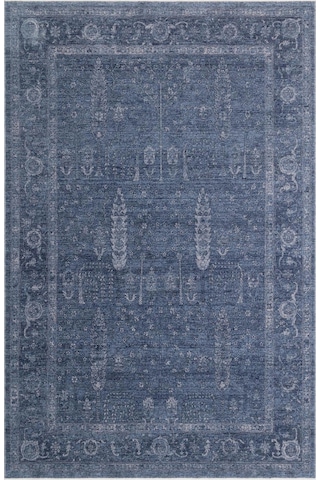 Eko Halı Shıraz Shr 03 Navy Vintage Tarzlı Yumuşak Dokulu Modern Makine Halısı Mavi Gri