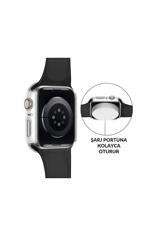 Apple Watch 7 45 Mm Uyumlu Ekran Koruyucu Cam 360 Derece Kasalı Tam Kaplama