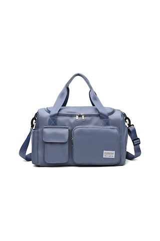 B-x336 Büyük Kapasiteli Su Geçirmez Seyahat Spor Çantası Bagaj Çantası, Boyut: L Sis Mavisi Mavi