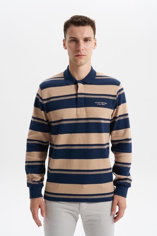 AR-MA Arma Erkek Ribanalı Regular Fit Çizgili Polo Yaka Sweatshirt %95 Pamuk %5 Elastane Ringel Pike K30554953002 İndigo-i1