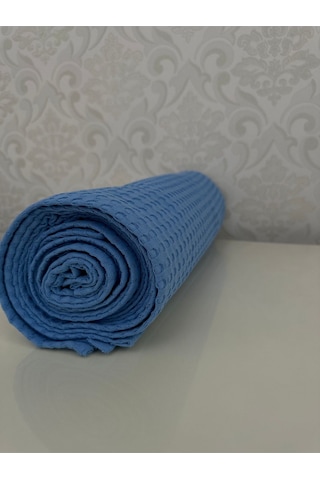Premium %100 Pamuk Çift Kişilik Yazlık Pike, Yatak Örtüsü,terletmez Kumaş Mavi Renk 240x200cm Mavi
