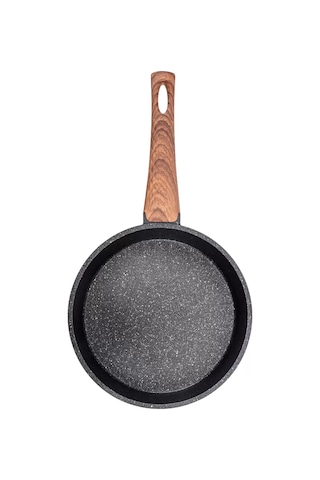 24 Cm Febern Premium Bio Granit Alüminyum Döküm Nisch Tava Siyah-koyu Ahşap Kulp