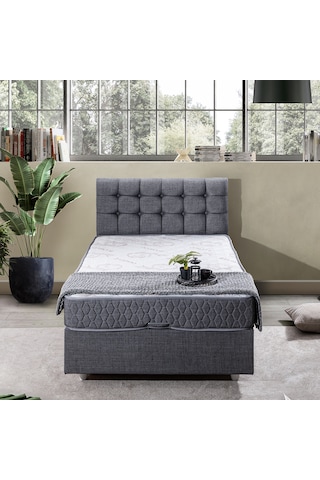 Venedik Tek Kişilik Baza Başlık Comfort Ortopedik Yatak Seti - Gri 100 x 200