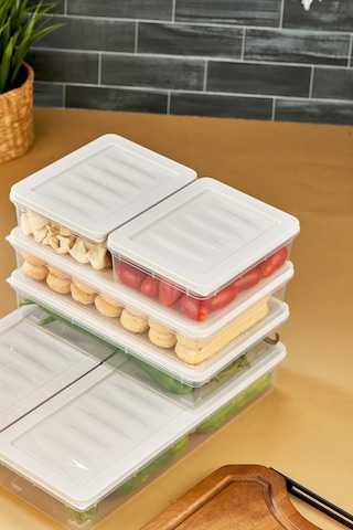 Multi Box 6 Parça 3 Farklı Boy Saklama Kabı Seti - Dondurucu & Mikrodalga Uyumlu Krem