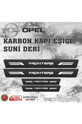 Opel Frontera Uyumlu Deri Karbon Kapı Eşiği Koruyucu Bant 4 Adet