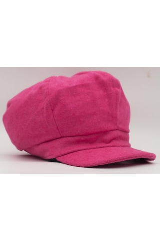 Şapkadan Kadın Yünlü Vintage Kasket Retro Kışlık Şapka 45645dr56704 Koyu Pembe