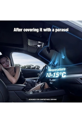 Pazly Toyota Corolla 2020-2024 İçin Katlanabilir Rüzgarlık Güneşlik, Güvenli Klipsli, Dayanıklı Polyester Uv Koruma Serinletici Araç İçi