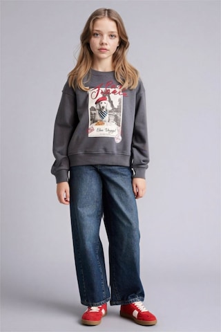 Defacto Relax Fıt Bisiklet Yaka Baskılı Sweatshirt Kız Çocuk E6759a826spar58 Antrasit-ar58