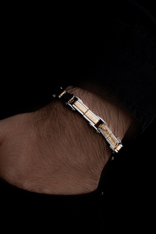 Grek Basamaklı Çelik Sarı Erkek Bileklik Künye Cblaltgrek1