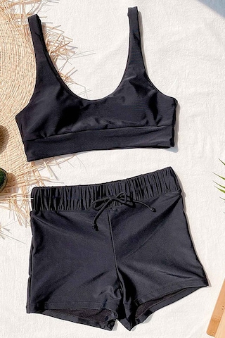 Angelsin Şortlu Tankini Bikini Takım Siyah