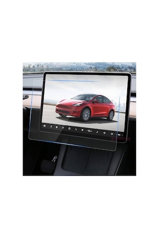 Tesla İle Uyumlu Model Y 15 İnç 2023 2024 Multimedya Auido Ekran Koruyucu Cam Film Çizilmez Araç Screen Protector