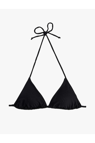 Koton Dokulu Üçgen Bikini Üstü Siyah 6sak10010mm