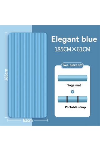 Ranyeek Nitriyel Kauçuk Spor Matı Antrenman İçin Kaymaz Dizayn 185x80x1cm Erkek Kadın Çocuk Yoga Pilates Ev Egzersizleri İçin Askıyla Mavi Mavi